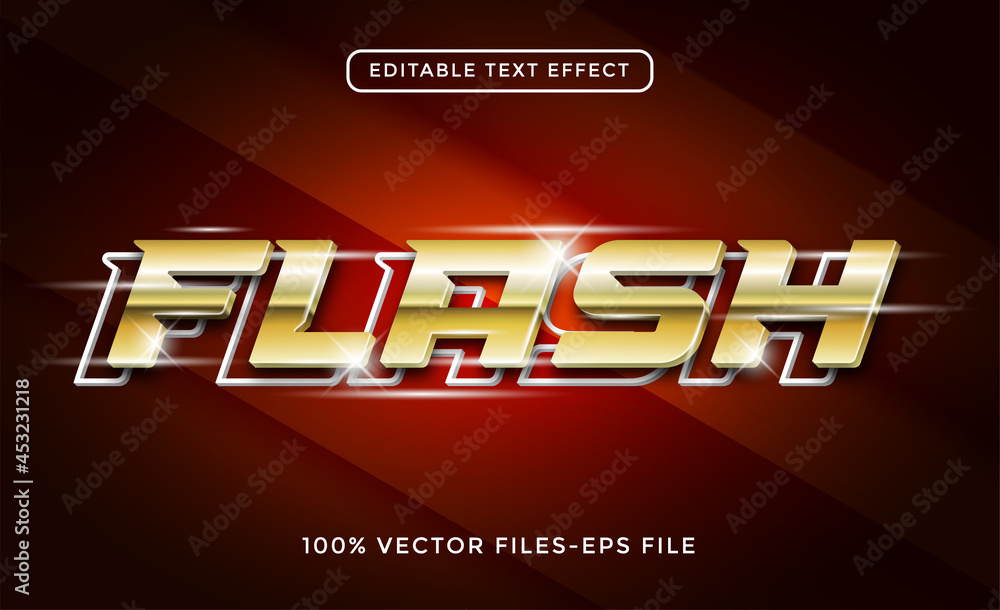Flash 3d text gold effect Premium Vector