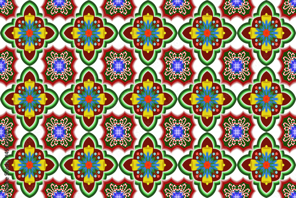 Christmas floral geometric seamless pattern