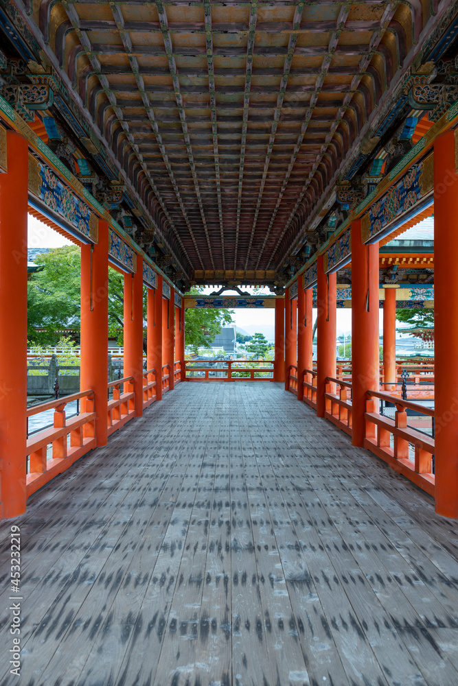 Hall inside a Buddhist temple in Japan 