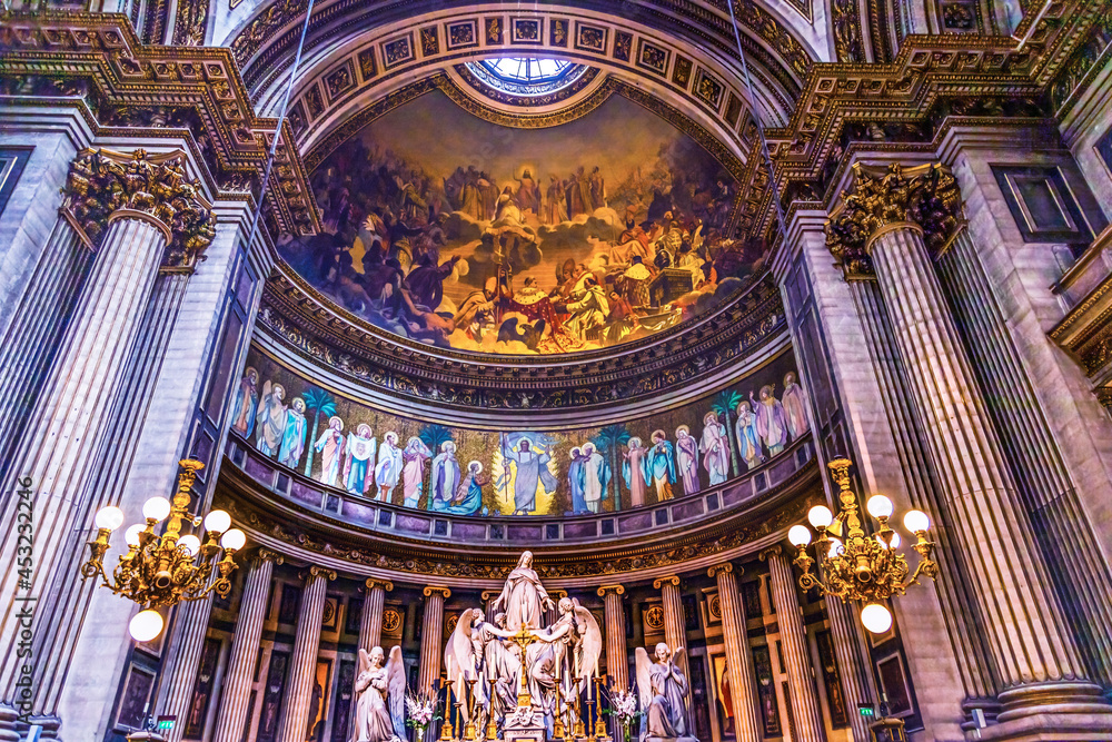 Altar Dome Mary Angels Statues La Madeleine Church Paris France