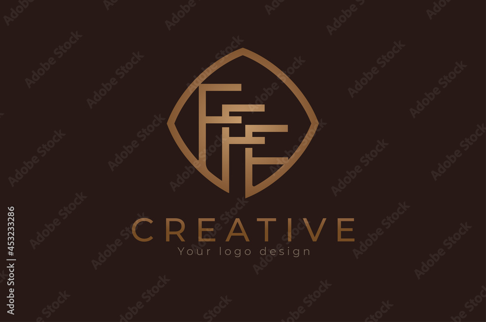 Triples F monogram logo. initial FFF with Gold line style design template, usable for branding and business logos, Flat Logo Design Template, vector illustration Triples F monogram logo. initial FFF with Gold line style design template, usable for branding and business logos, Flat Logo Design Template, vector illustration