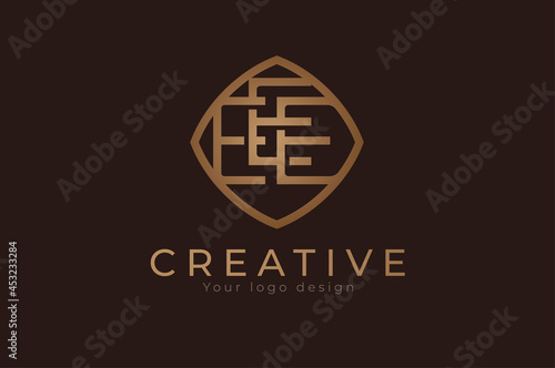 Triples E monogram logo. initial EEE with Gold line style design template, usable for branding and business logos, Flat Logo Design Template, vector illustration photo