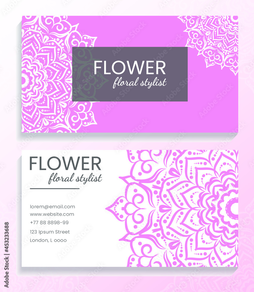 Business Card Set with Mandala Flower