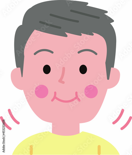  	よく噛んで食べている男性