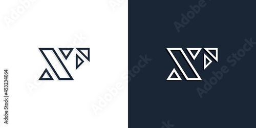 Abstract line art initial letters XF logo.