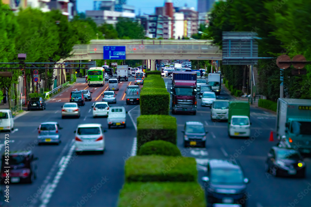 A miniature downtown street at the avenue daytime tiltshift