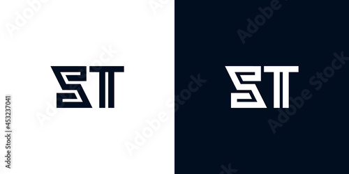 Minimal creative initial letters ST logo.