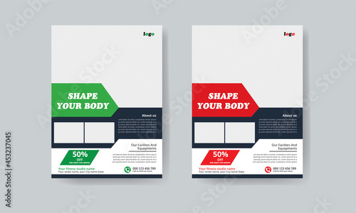 fitness Flyer Layout with green and red Accents A4 Fitness flyer layout