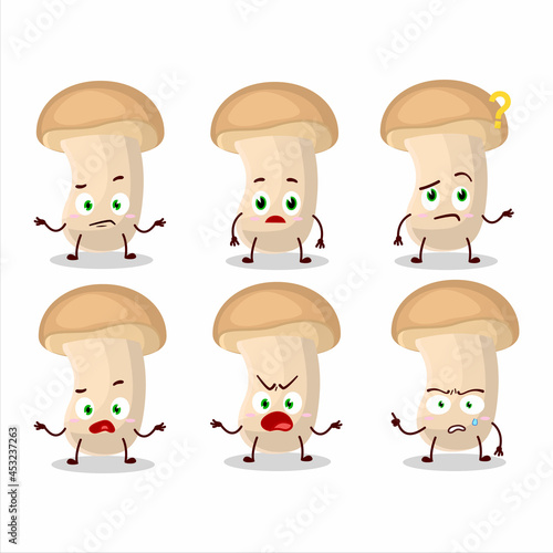 Cartoon character of slice enokitake with what expression