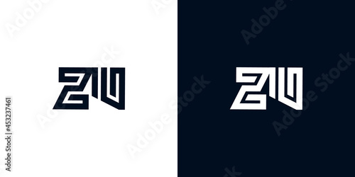 Minimal creative initial letters ZU logo