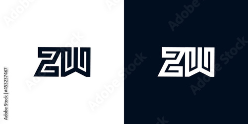 Minimal creative initial letters ZW logo