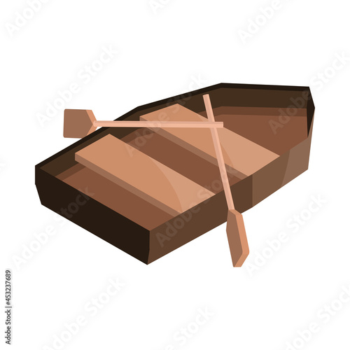 wooden canoe with paddles