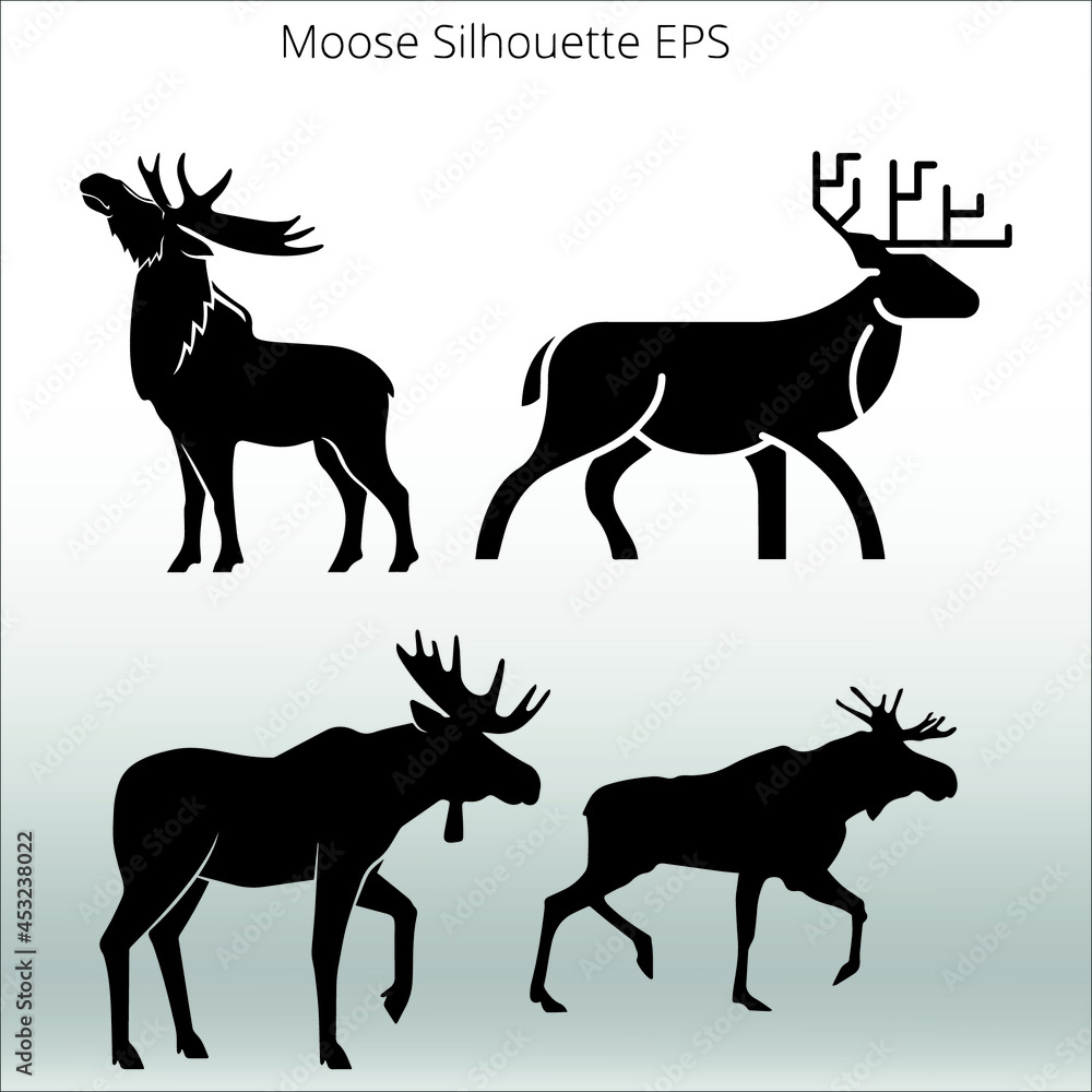 Set of Moose Silhouettes, line isolated or logo isolated sign symbol vector, outline and stroke style Collection of high-quality vector illustration, Set of Moose Silhouettes, line isolated or logo isolated sign symbol vector, outline and stroke style Collection of high-quality vector illustration,