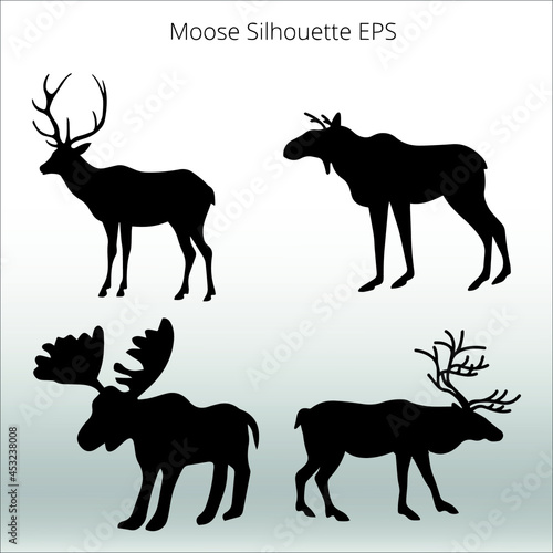 Set of Moose Silhouettes  line isolated or logo isolated sign symbol vector  outline and stroke style Collection of high-quality vector illustration 
