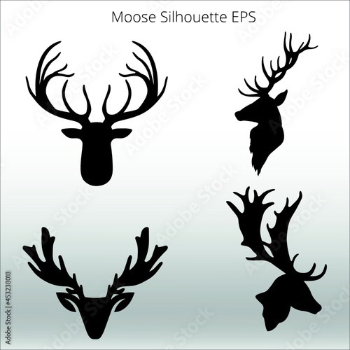 Set of Moose Silhouettes, line isolated or logo isolated sign symbol vector, outline and stroke style Collection of high-quality vector illustration,