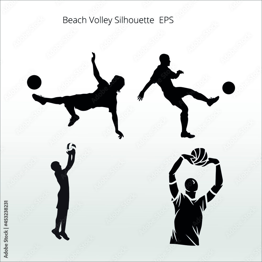 set of Beach Volley Silhouettes, line isolated or logo isolated sign symbol vector, outline and stroke style Collection of high-quality color style vector illustration,