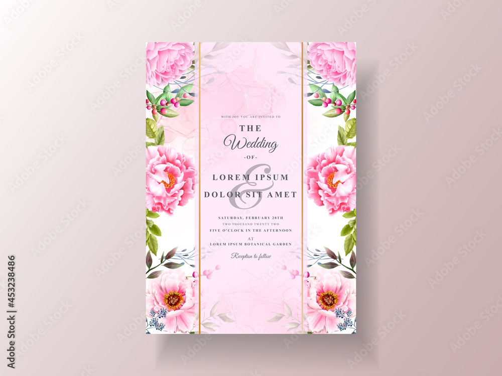 beautiful floral watercolor wedding invitation template