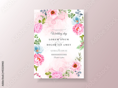 beautiful floral watercolor wedding invitation template