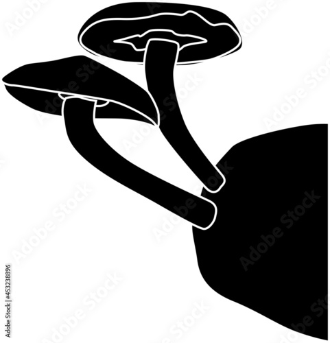 木から生えるキノコのシルエット