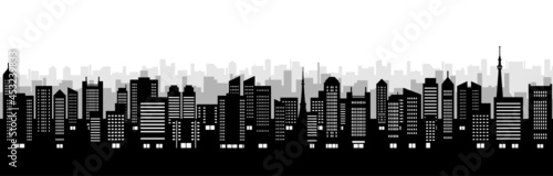 Illustration of urban landscape with skyscrapers (silhouette)
