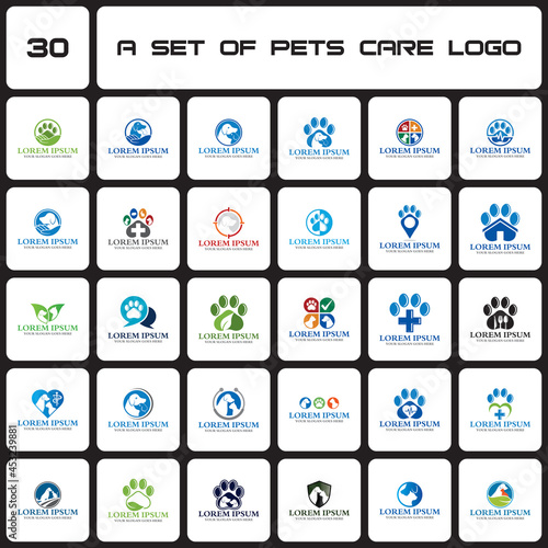 a set of pets care logo , a set of veterinary logo