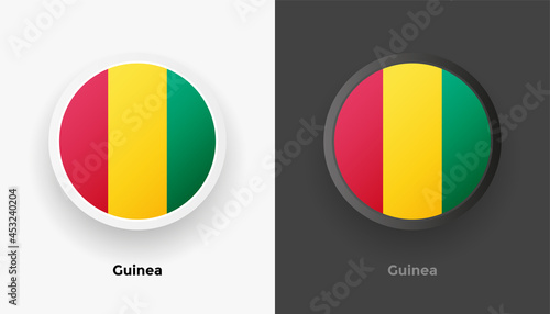 Set of two Guinea flag buttons in black and white background. Abstract shiny metallic rounded buttons with national country flag Free Download Set of two Guinea flag buttons in black and white background. Abstract shiny metallic rounded buttons with national country flag - GFXLoad