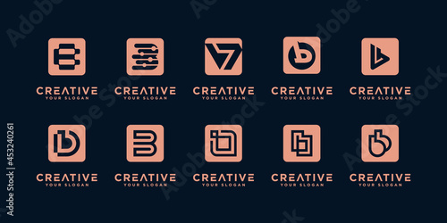 Set of creative initial letter b logo design template