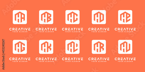 Mega logo collection h and etc monogram logo design template.