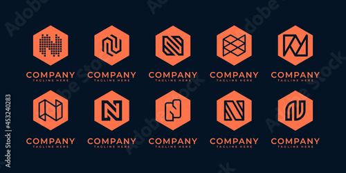 Set of initial letter n monogram logo design templates