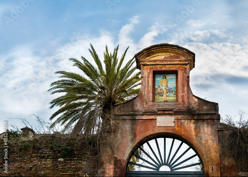 Photography Gate of San Sebastiano al Palatino church, located on the Palatine Hill, Rome, I