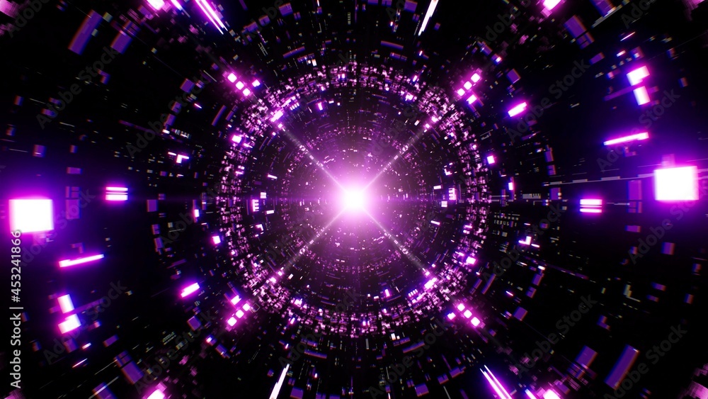 Shining Purple Flare Light in the Technology Tunnel Shining Purple Flare Light in the Technology Tunnel