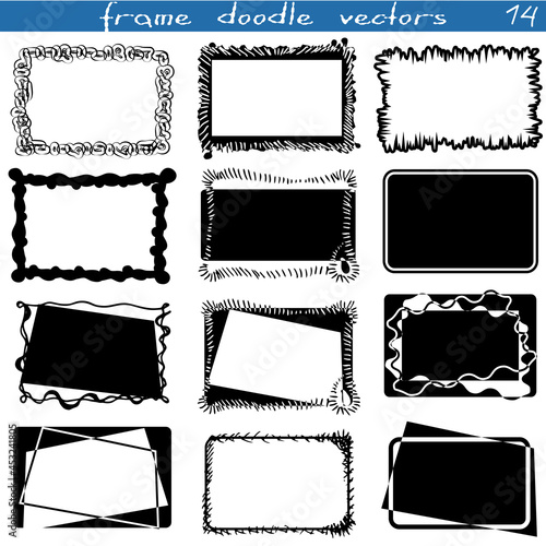 A set of decorative silhouettes of doodle frames.Rectangular sublimations. Ornaments, strokes, curls and lines. Gift design, packaging. Creating a mask in digital design.Halloween, New Year, Valentine