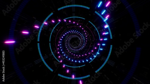 Spiral Neon Light Energy in the Futuristic Tunnel