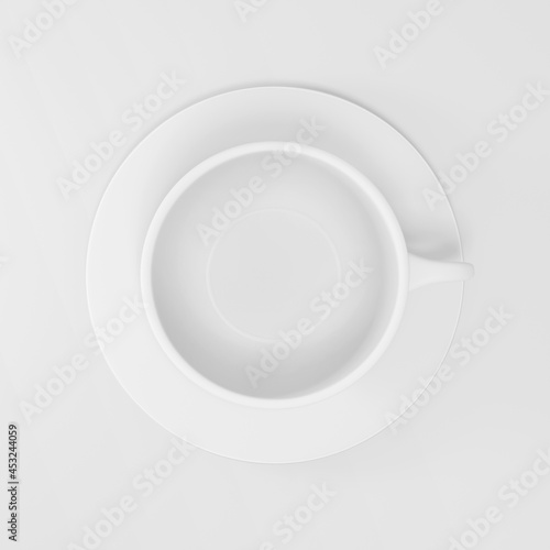 coffee cup top view on the white background. 3d render