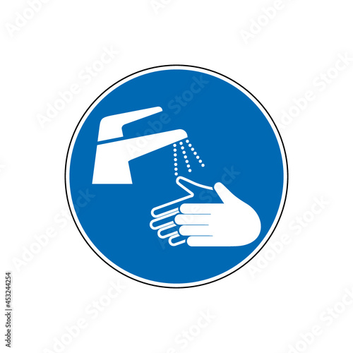 Mandatory wash your hands icon sign isolated on white background