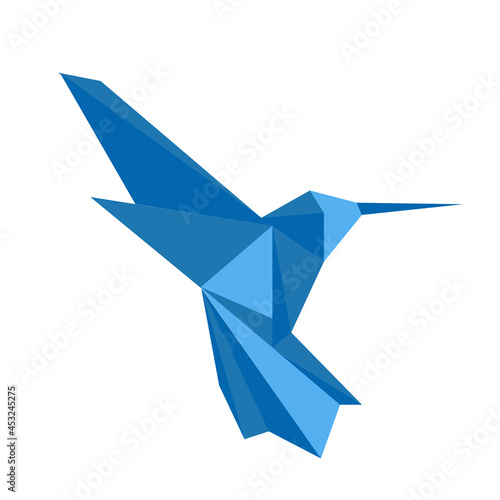 A hummingbird craft made with your own hands from colored paper. Vector illustration on a white background.