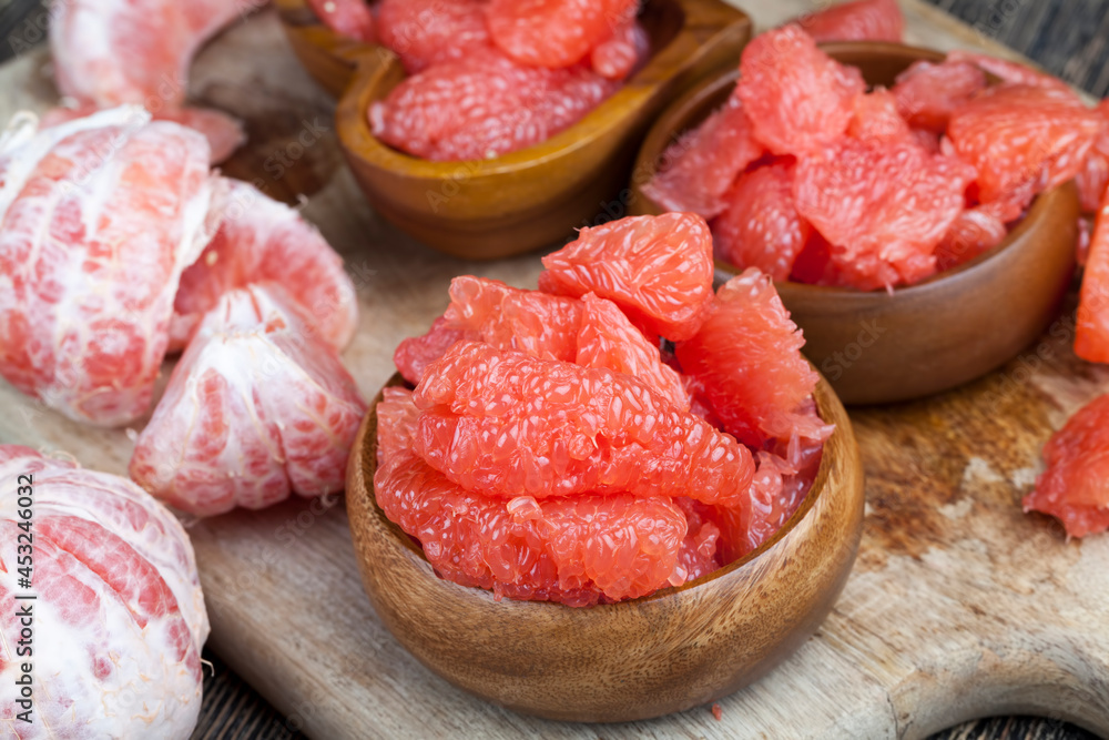sour ripe grapefruit peeled and divided sour ripe grapefruit peeled and divided