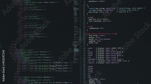 developer software source code on monitor screen. writing script of software developer. program coding. programmer editing code background. Technology background close up shot.
