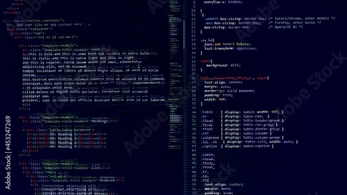 developer software source code on monitor screen. writing script of software developer. program coding. programmer editing code background. Technology background close up shot.
