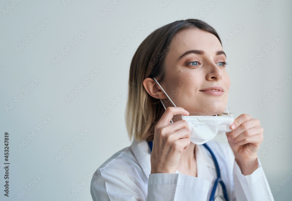 nurse in white coat medical mask hospital nurse in white coat medical mask hospital