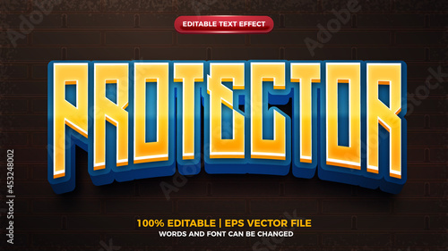 Protector game 3D cartoon game editable text effect