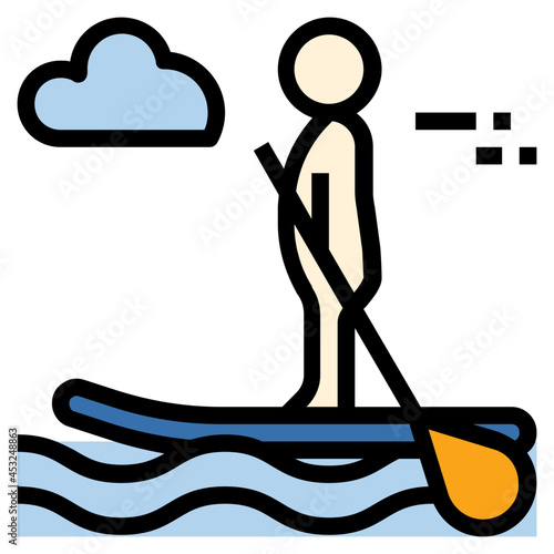 standup paddle line icon