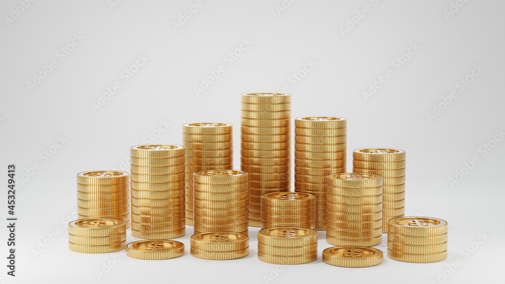 Coins gold .Concept of saving or money, investment in bank.