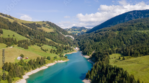 The lake of l Hongrin and its dam  Switzerland. 