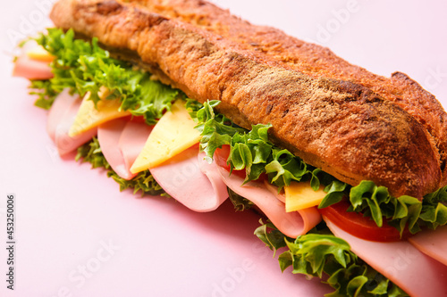 Freshly baked baguette sand...