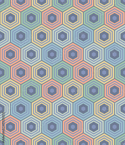 Japanese Pastel Hexagon Vector Seamless Pattern