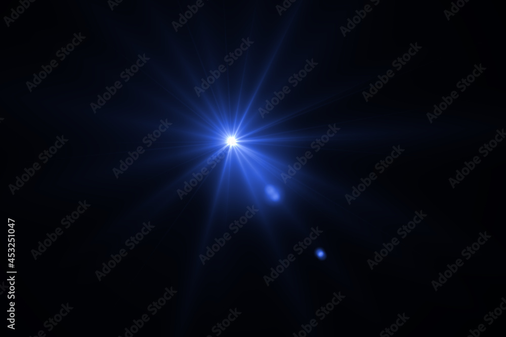 Beautiful optical lens flare effect on black background