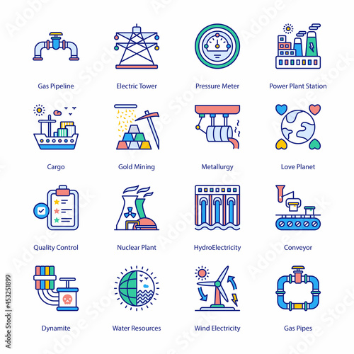Industry and Services Filled Icons - Stroked, Vectors