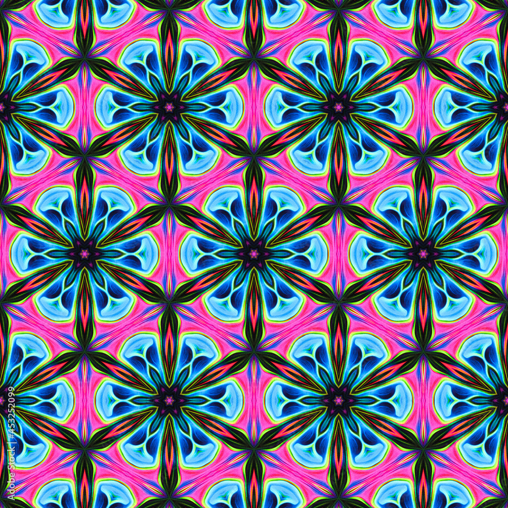 This is a psychedelic Seamless Abstract Pattern Illustration, designed by using vibrant colors and is pleasant to eyes.