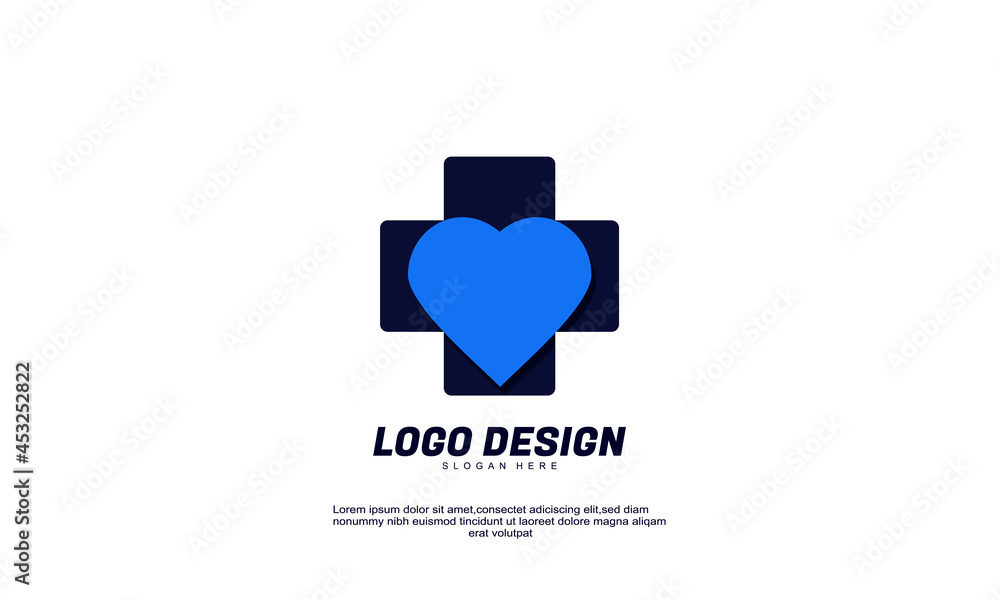 stock abstract creative idea for modern medical and love logo healthy company building corporate gradient color design template